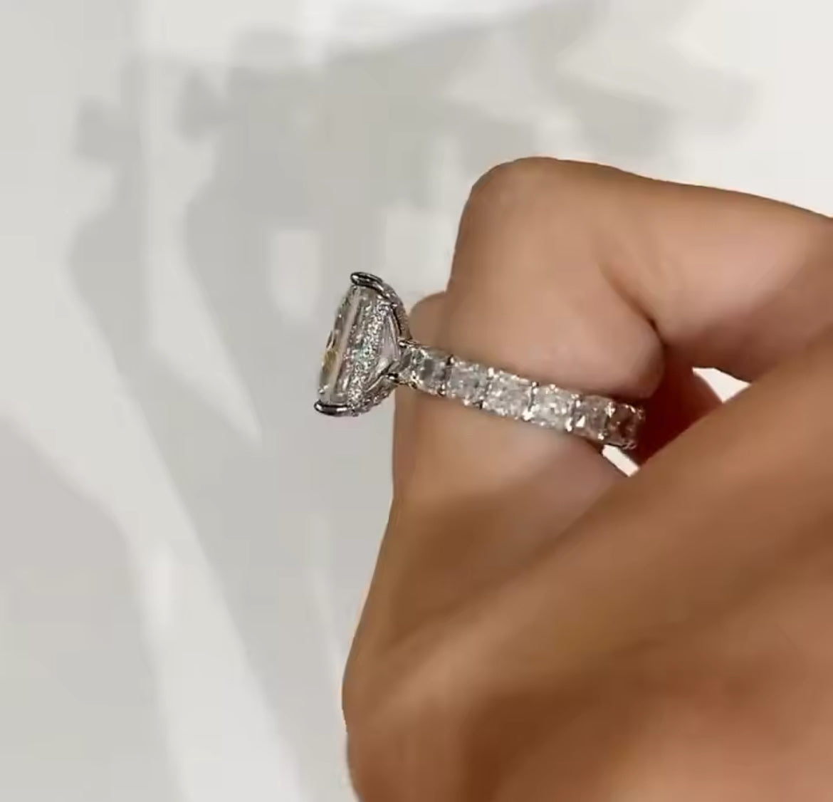 4.5 carat Radiant Moissanite Ring