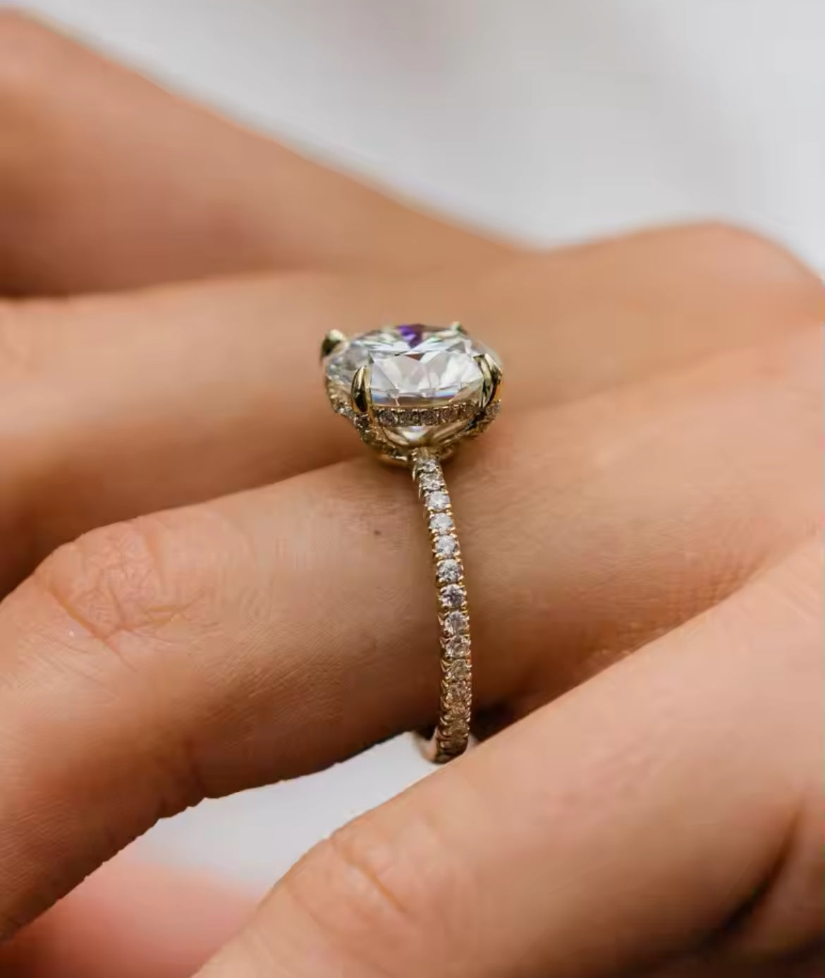 4 Carat round solitaire Moissanite Ring