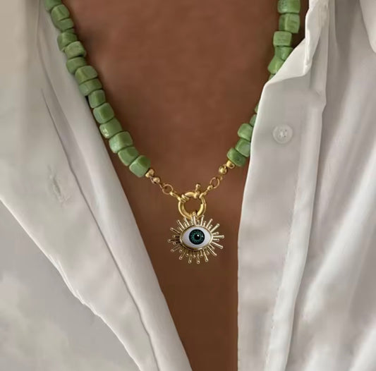 Aventurine evil eye necklace