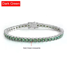 Green 3mm Moissanite tennis bracelet