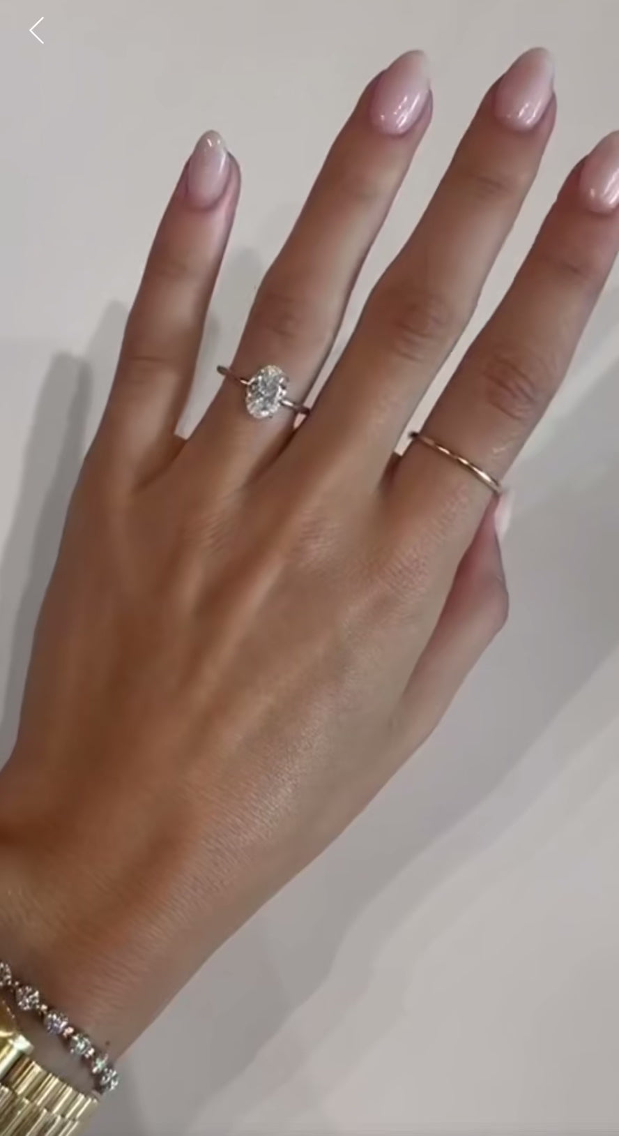 2 Carat Oval Moissanite Ring, Crushed Ice