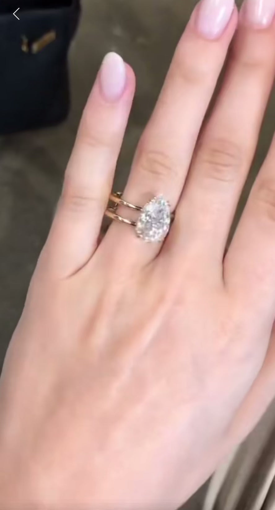 6 carat pear Moissanite Ring double band