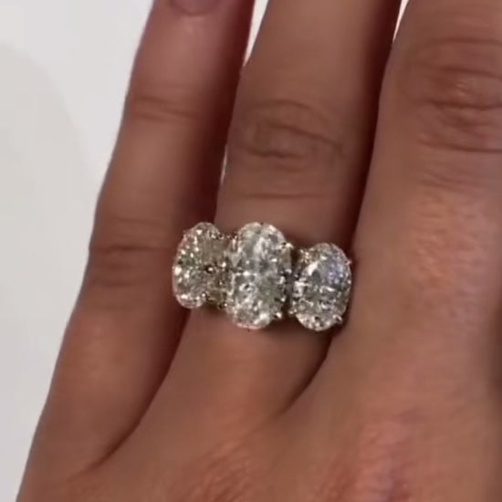 7 carat oval trio Moissanite Ring