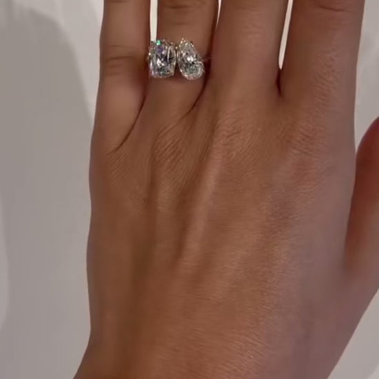 7.5ct Emerald & Pear Moissanite ring