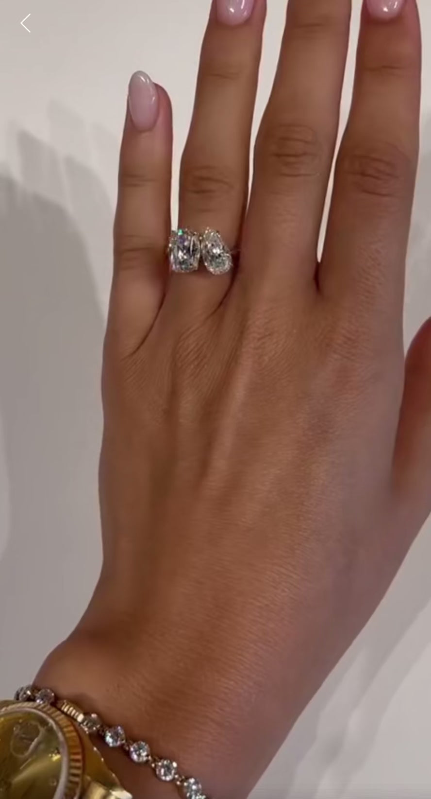 7.5ct Emerald & Pear Moissanite ring